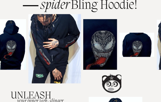 Unleash your inner web-slinger with the Xandabear Spider Bling Hoodie!